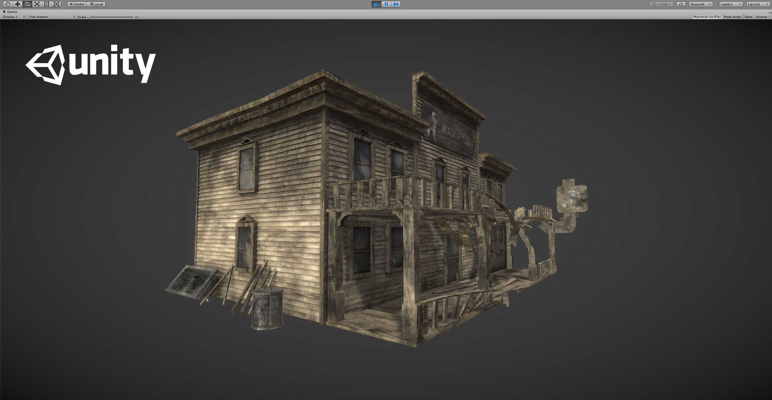 Abandoned wooden building - PBR - lowpoly  Low-poly 3D model_14