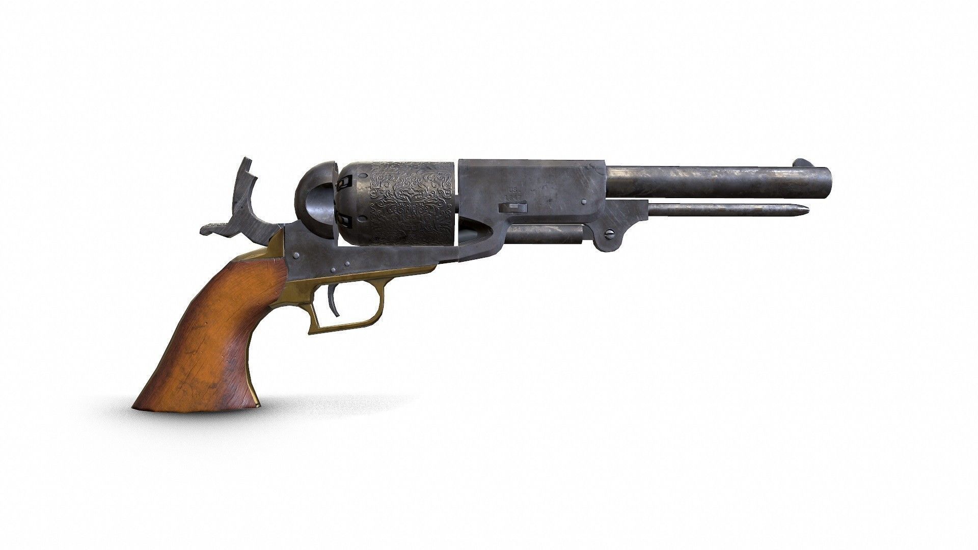 Colt Walker Dragoon Low-poly 3D model_2