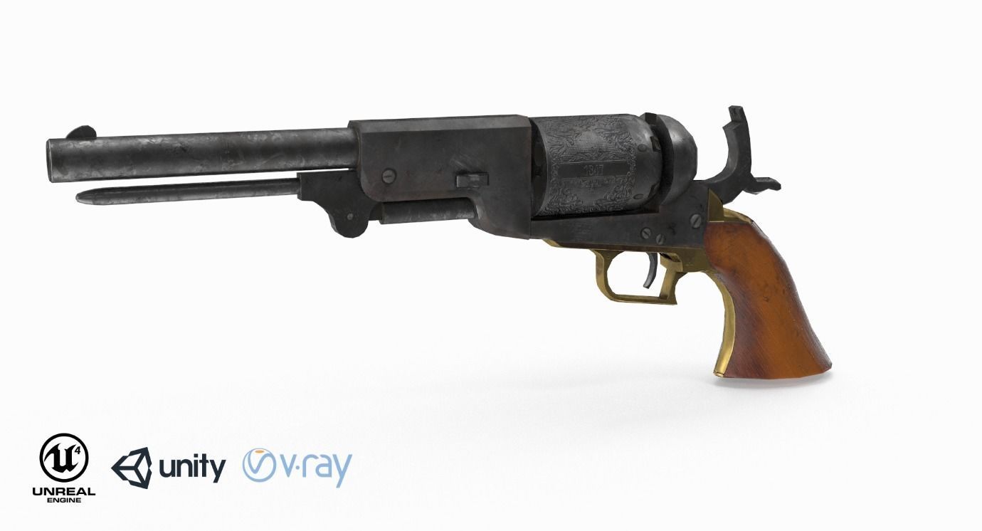 Colt Walker Dragoon Low-poly 3D model_1