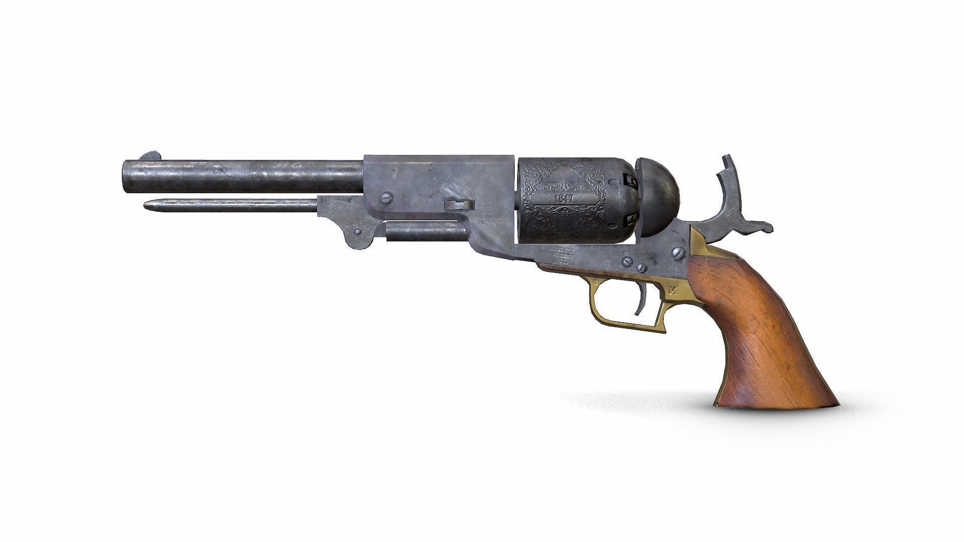 Colt Walker Dragoon Low-poly 3D model_4