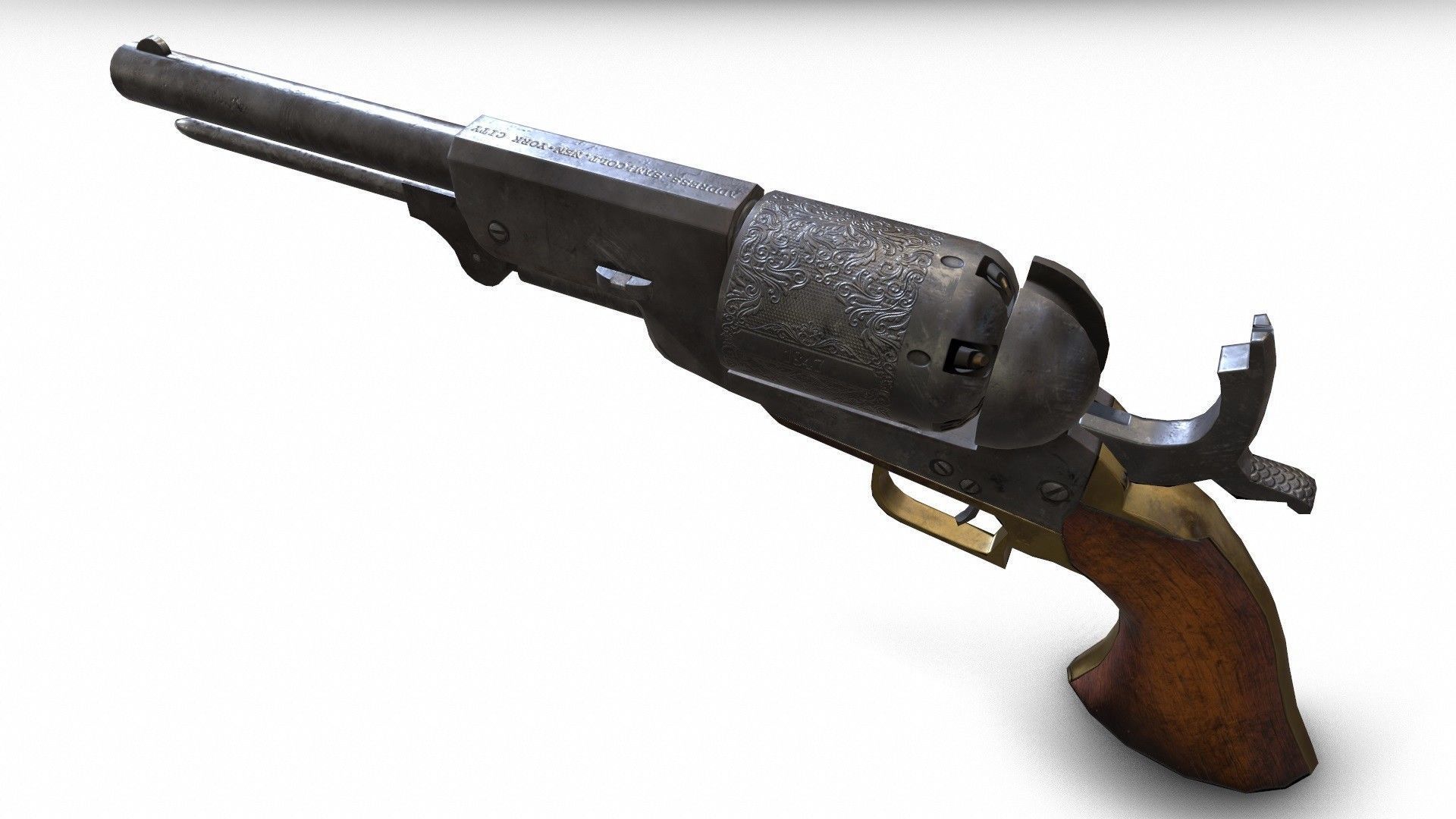 Colt Walker Dragoon Low-poly 3D model_8