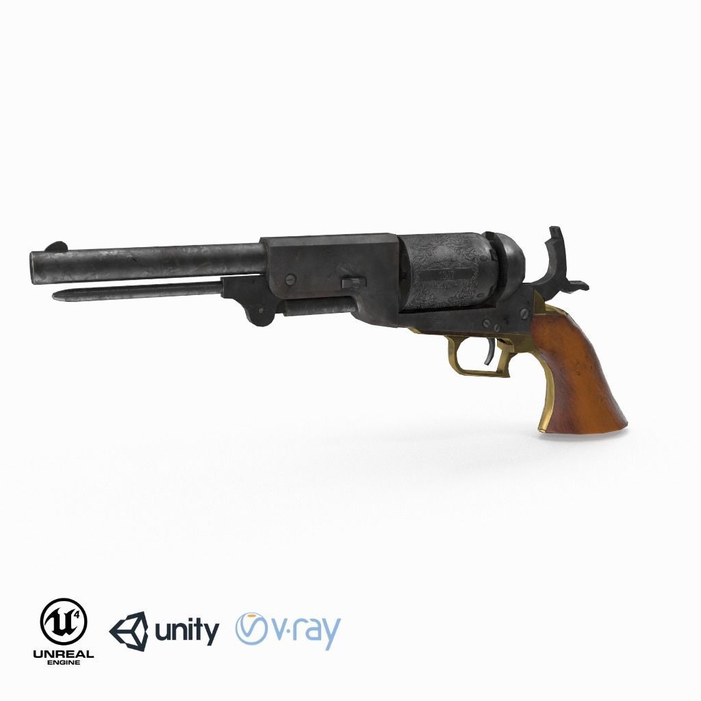 Colt Walker Dragoon Low-poly 3D model_7