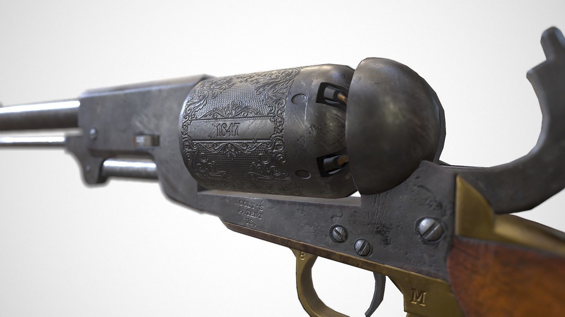 Colt Walker Dragoon Low-poly 3D model_3