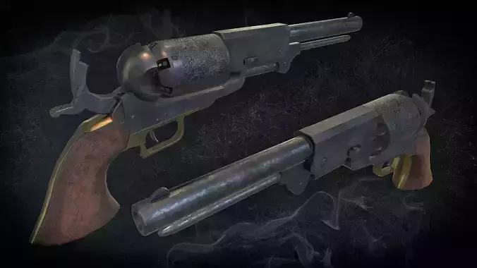 Colt Walker Dragoon Low-poly 3D model