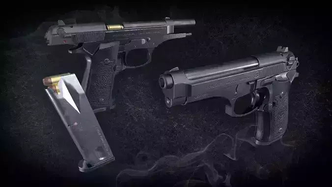 Beretta 92F Low-poly 3D model