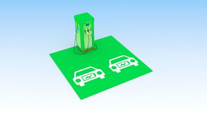 Electric vehicle charging station Low-poly 3D model
