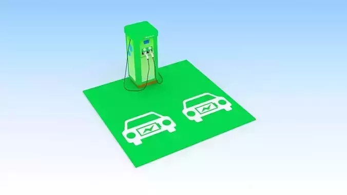 Electric vehicle charging station Low-poly 3D model