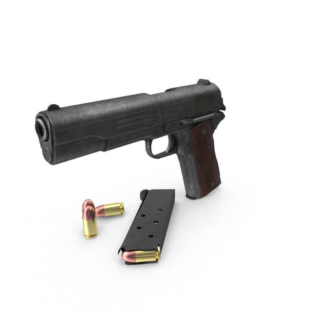 Colt M1911 Low-poly 3D model_1