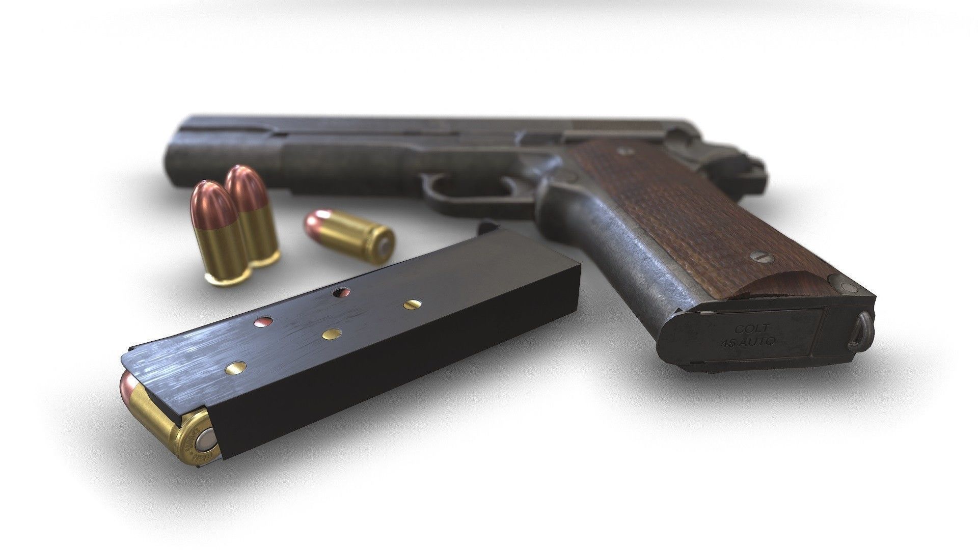 Colt M1911 Low-poly 3D model_3