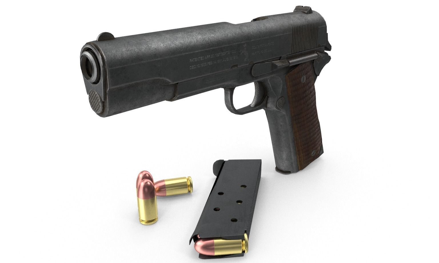 Colt M1911 Low-poly 3D model_2