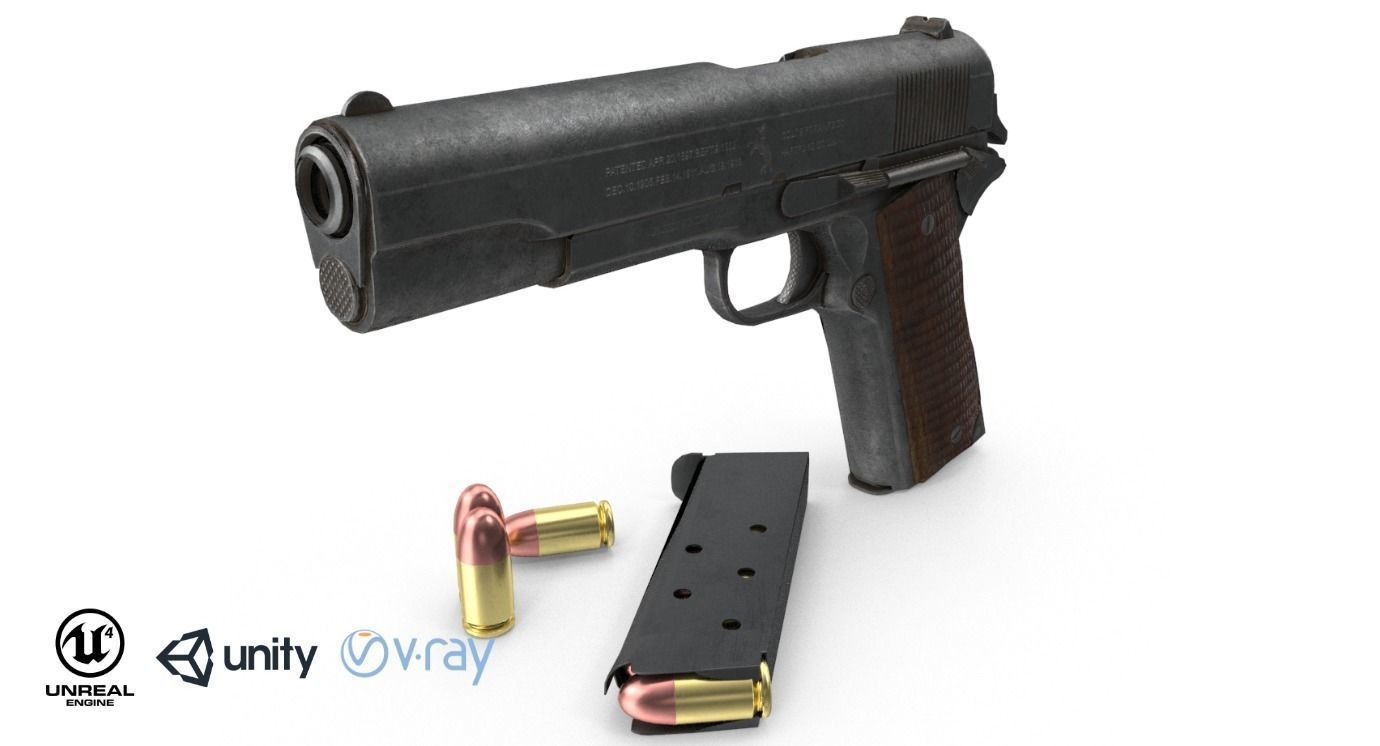 Colt M1911 Low-poly 3D model_18