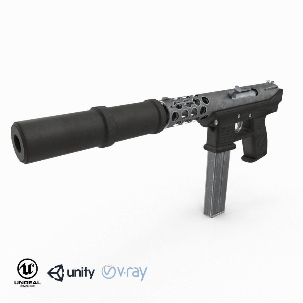 Intratec Tec 9 Low-poly 3D model_16