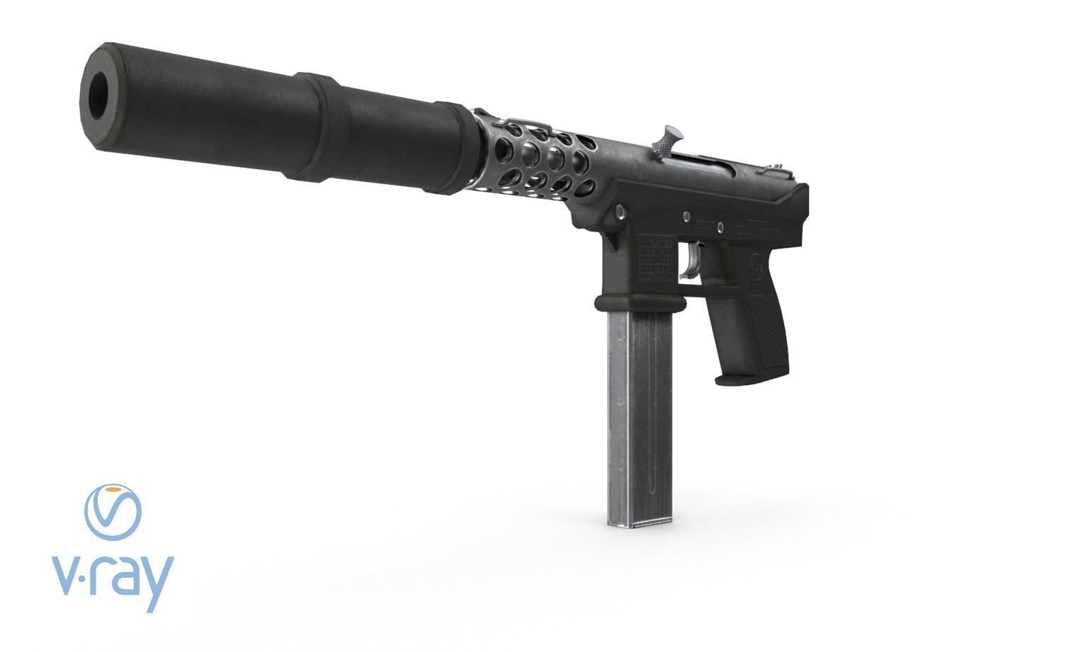 Intratec Tec 9 Low-poly 3D model_5