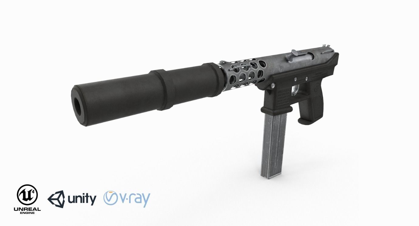 Intratec Tec 9 Low-poly 3D model_1