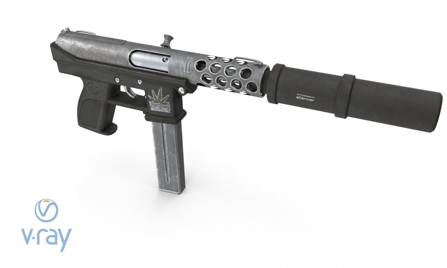 Intratec Tec 9 Low-poly 3D model_2