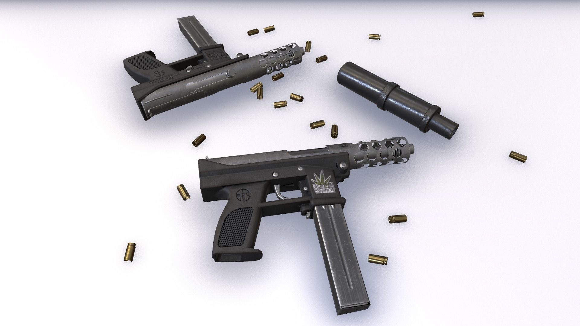 Intratec Tec 9 Low-poly 3D model_9