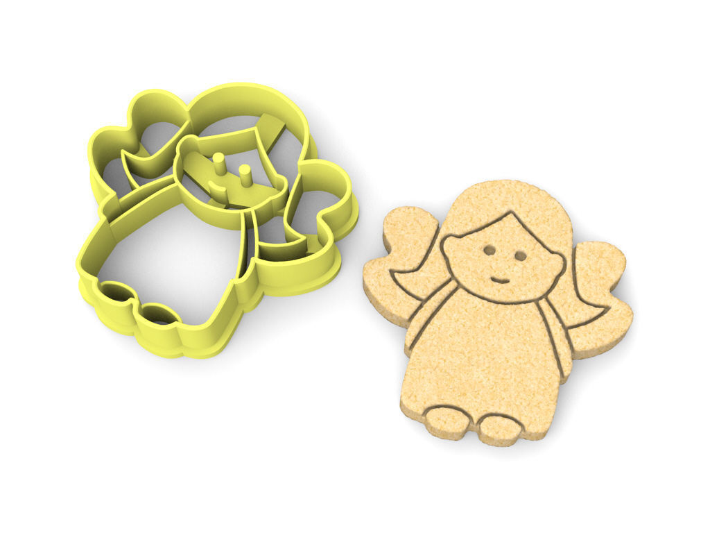 Angel cookie cutter version 2 3D print model_2
