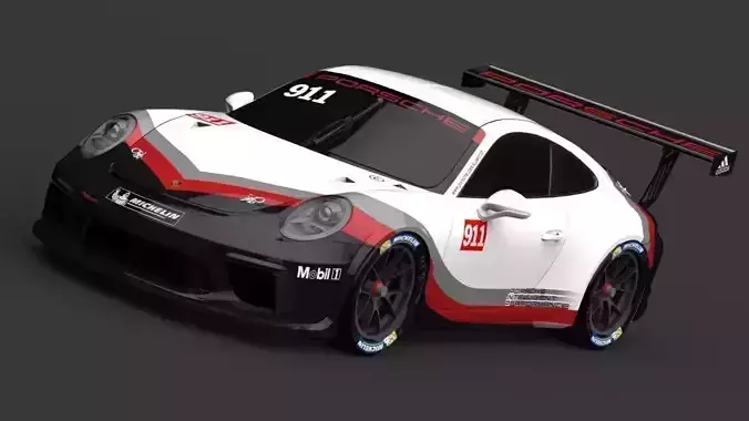 Porsche Carrera Cup 2018 Low-poly 3D model