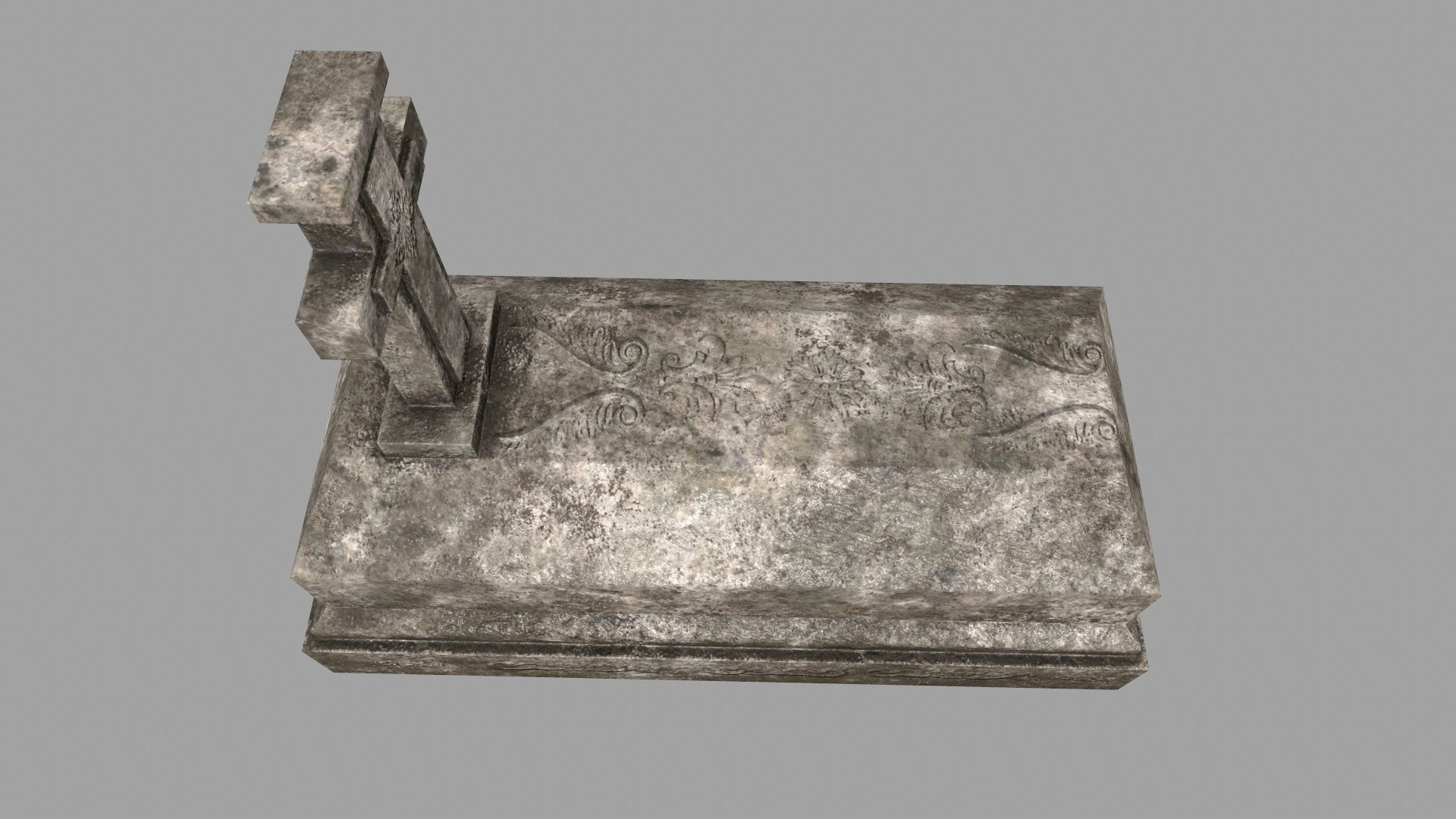tombstone set gravestone with cross Low-poly 3D model_9