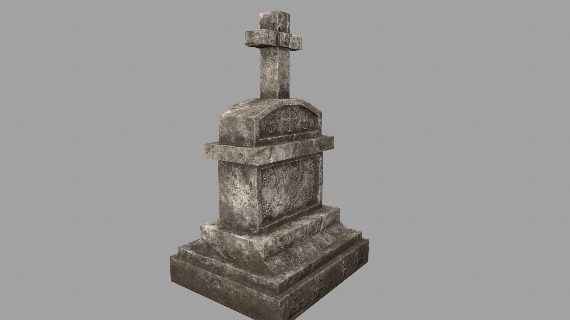 tombstone set gravestone with cross Low-poly 3D model_42