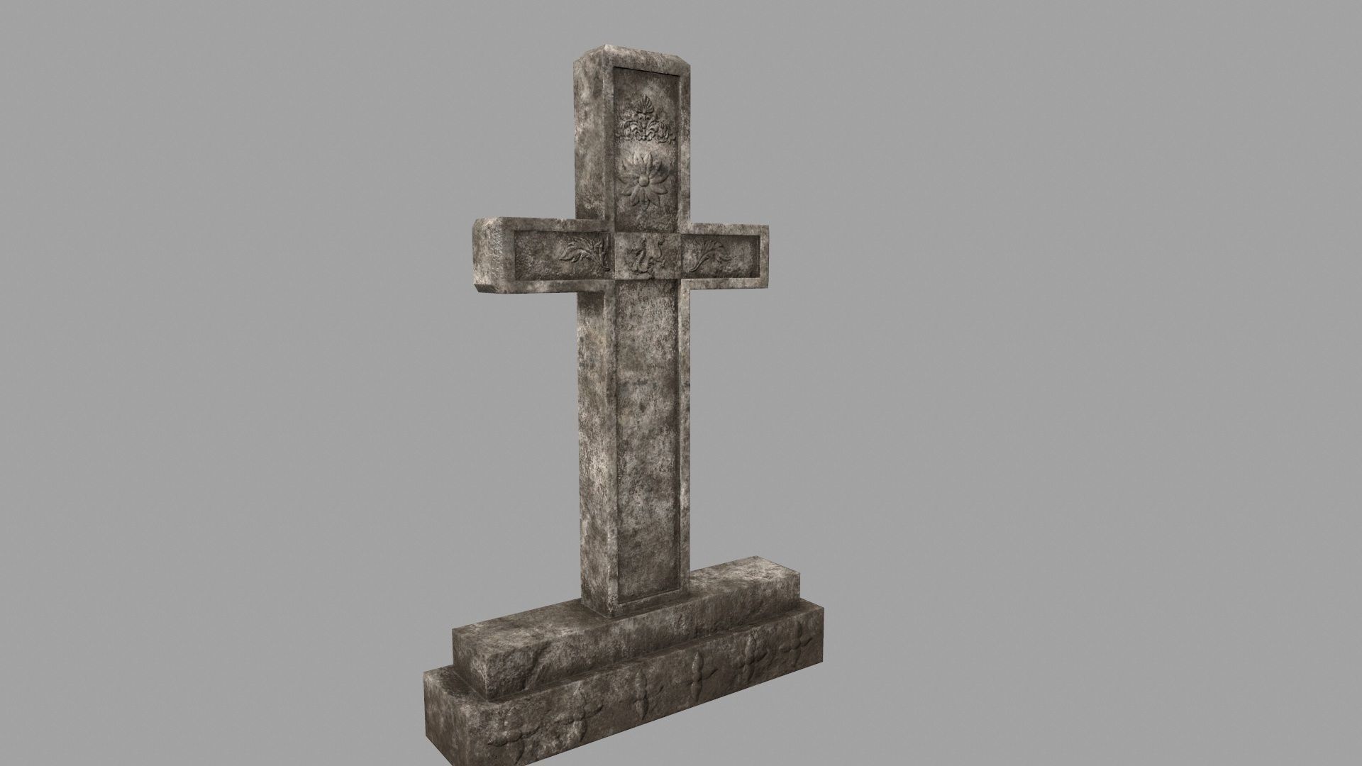 tombstone set gravestone with cross Low-poly 3D model_37
