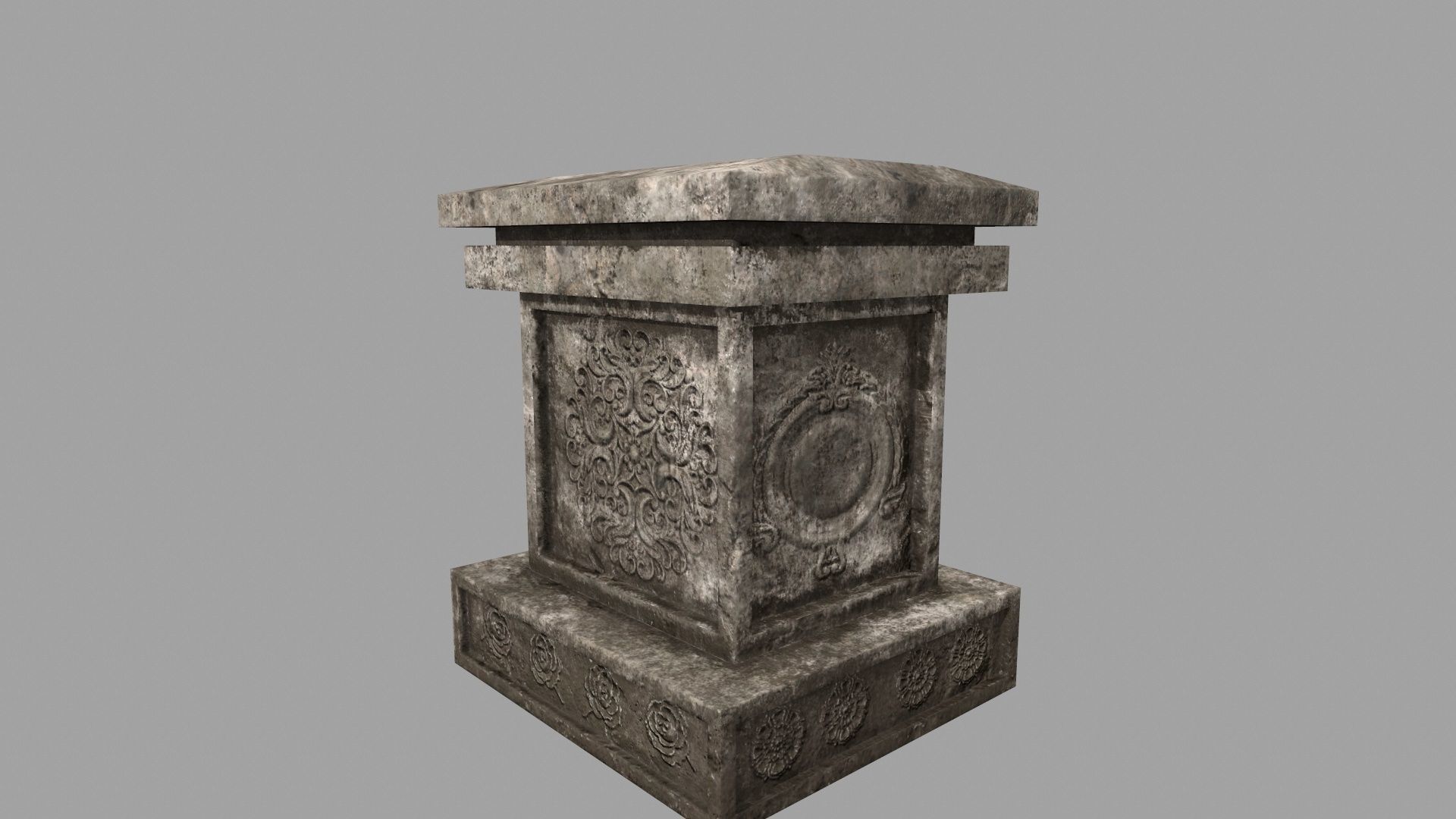 tombstone set gravestone with cross Low-poly 3D model_11