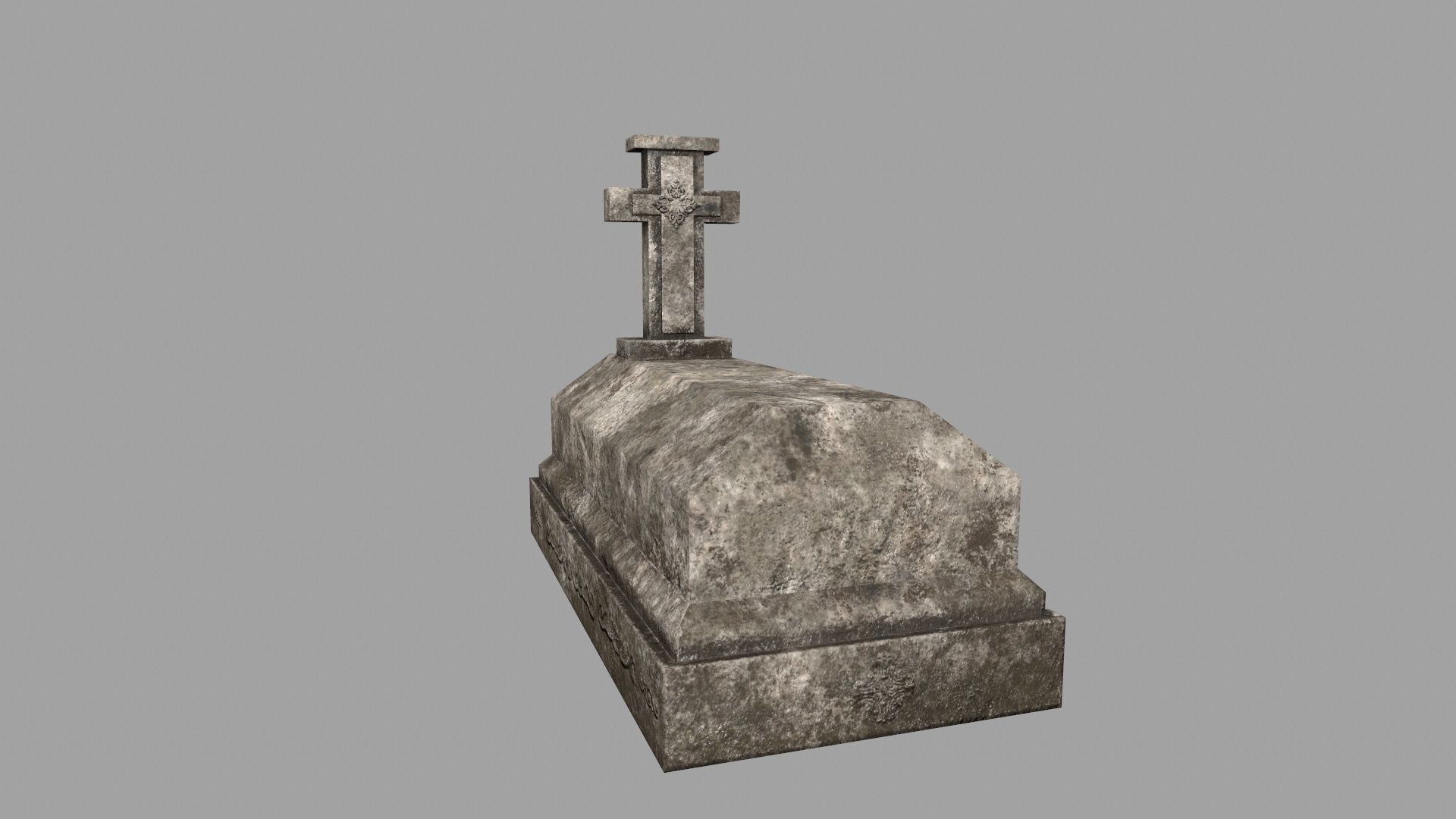 tombstone set gravestone with cross Low-poly 3D model_7