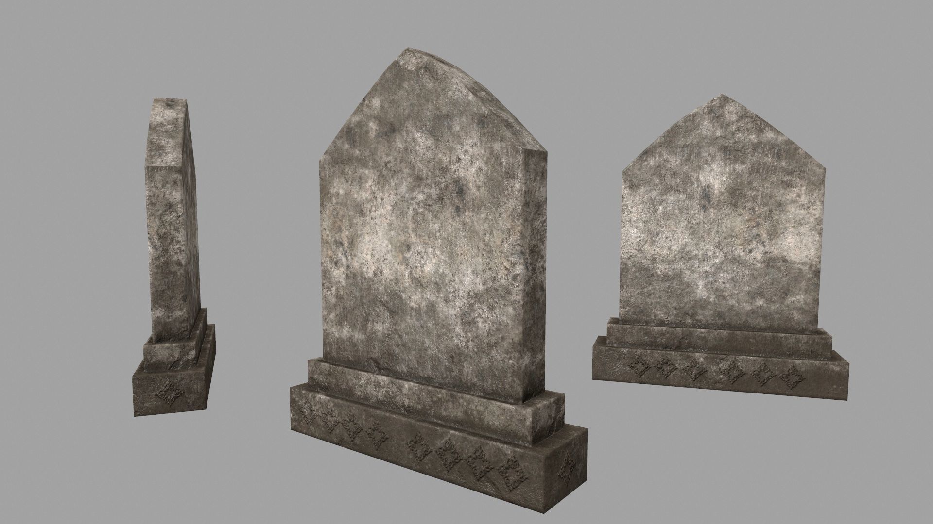 tombstone set gravestone with cross Low-poly 3D model_29