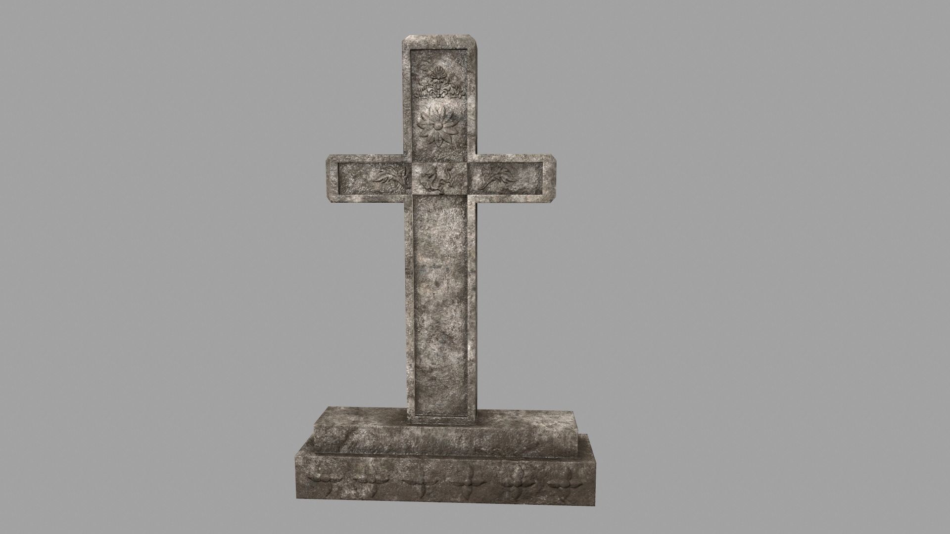 tombstone set gravestone with cross Low-poly 3D model_36