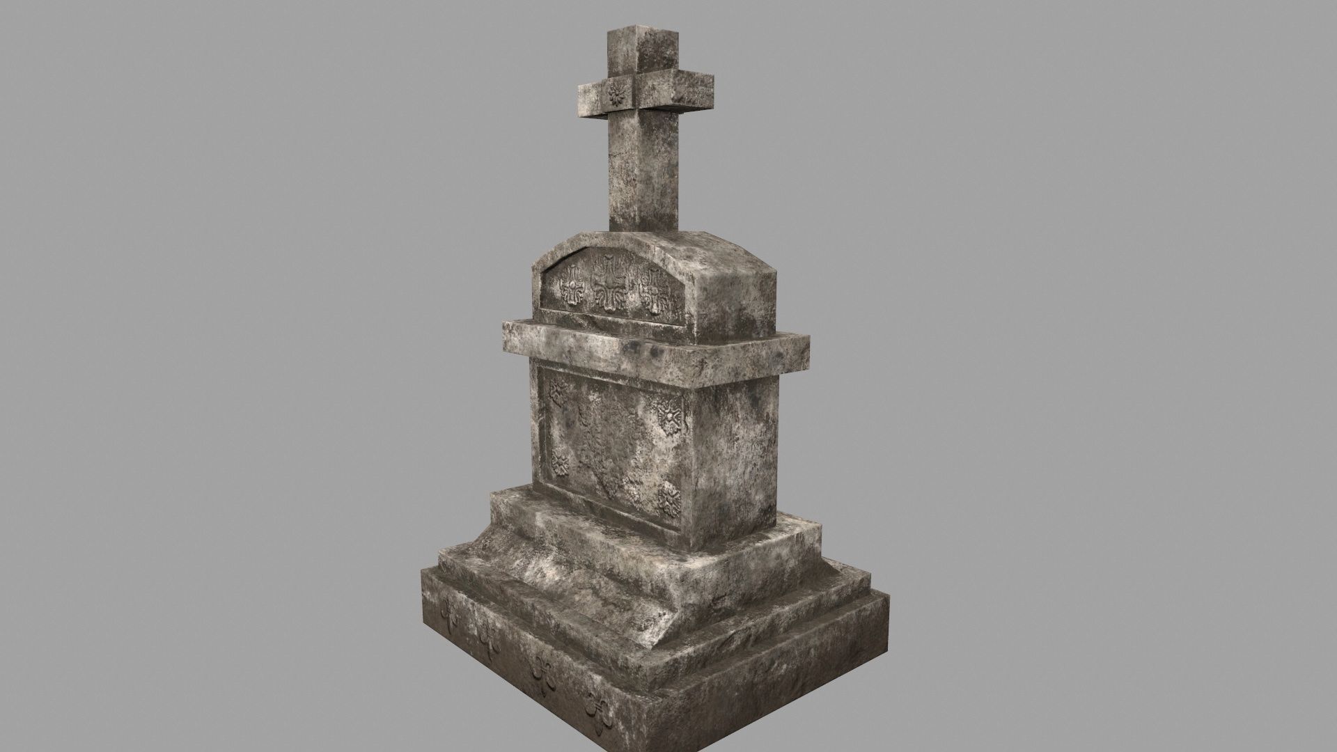 tombstone set gravestone with cross Low-poly 3D model_43