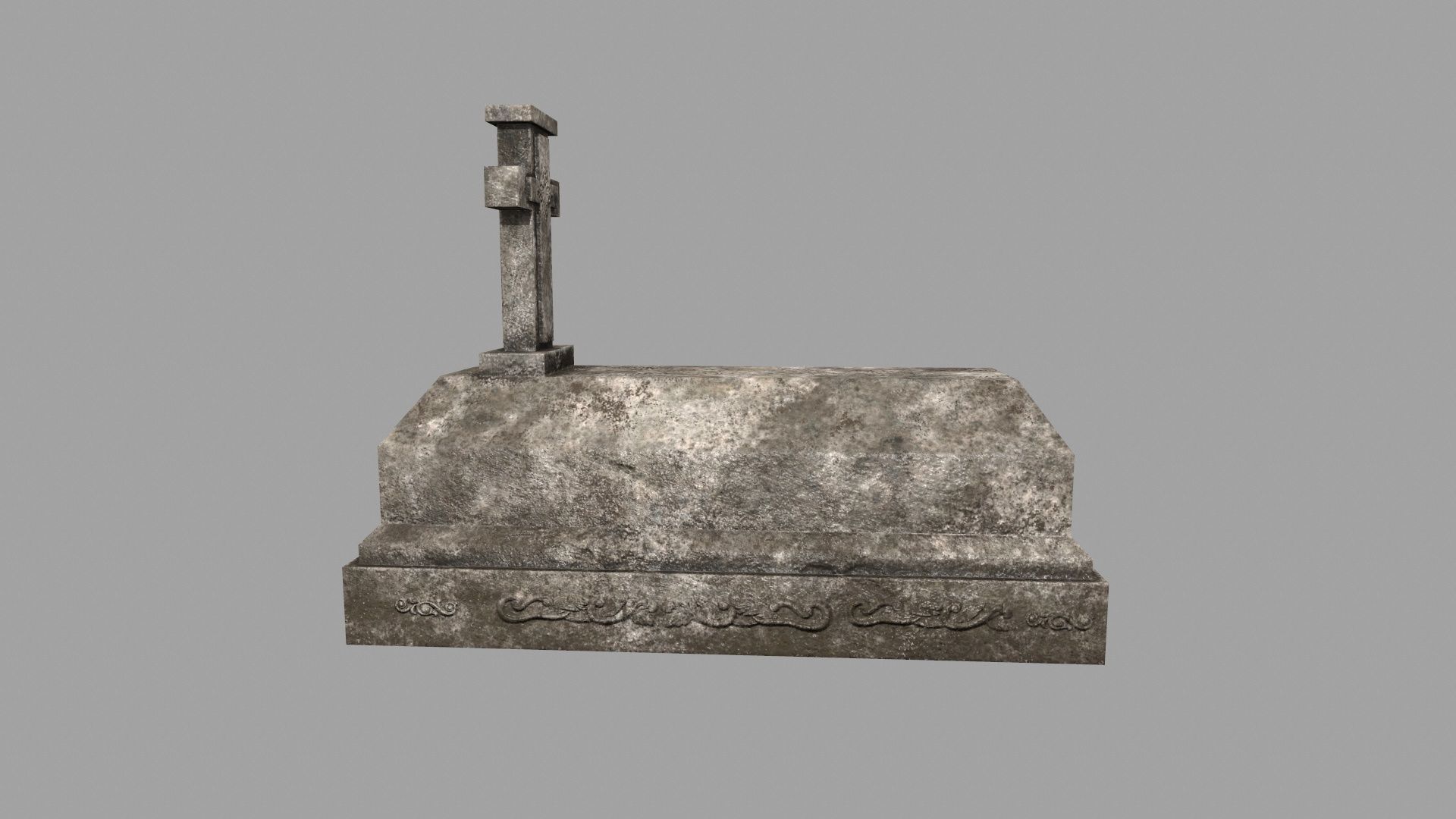 tombstone set gravestone with cross Low-poly 3D model_6