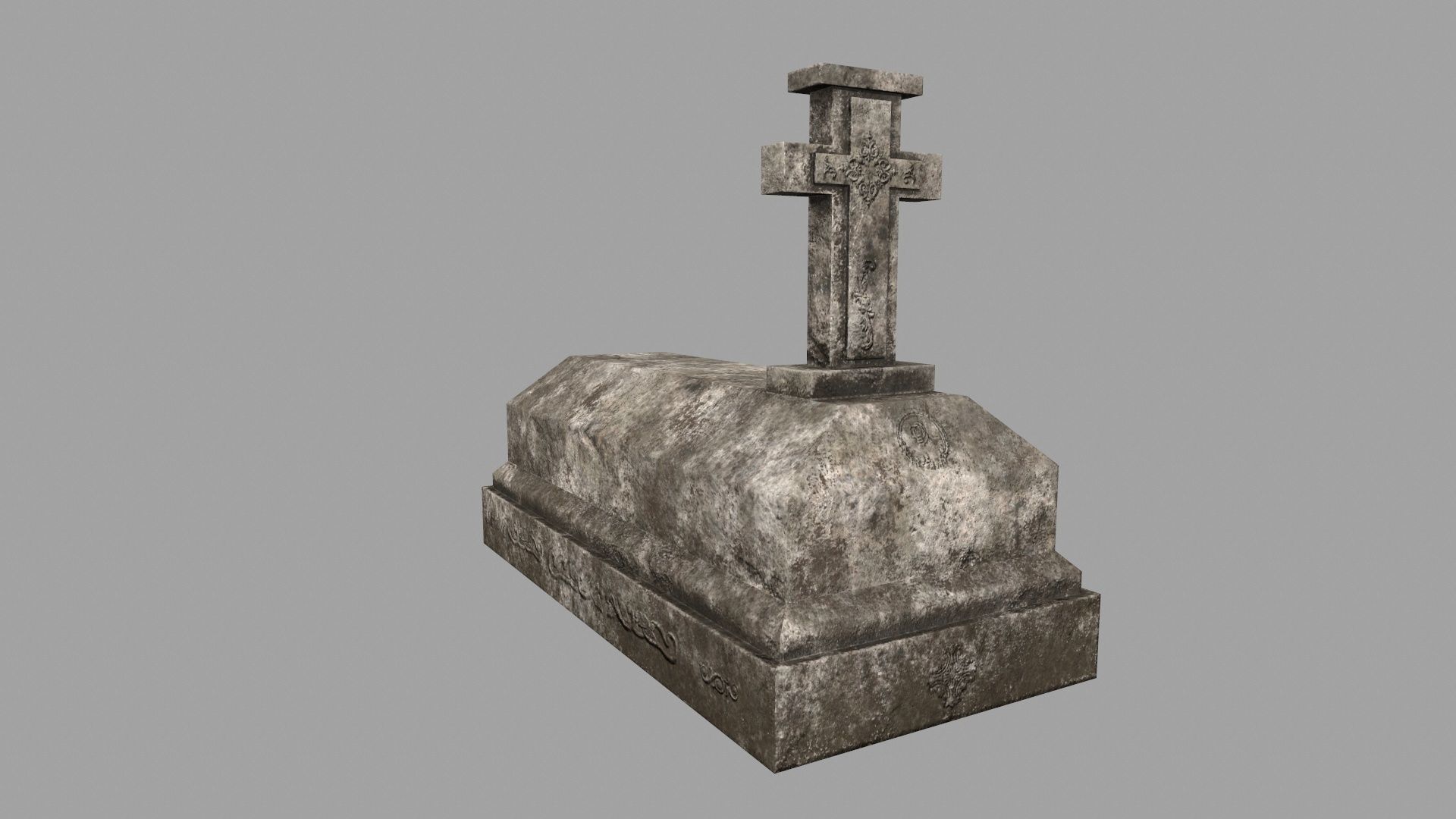tombstone set gravestone with cross Low-poly 3D model_8