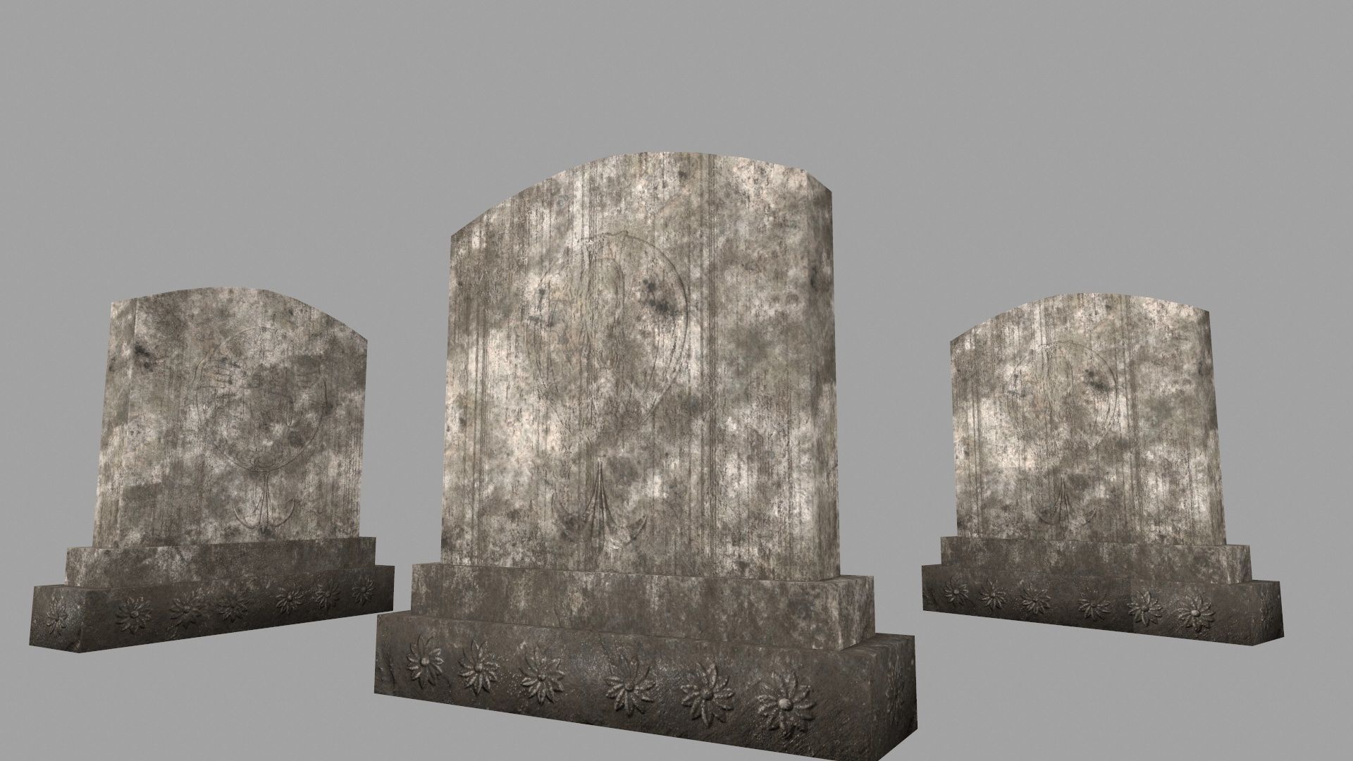 tombstone set gravestone with cross Low-poly 3D model_26
