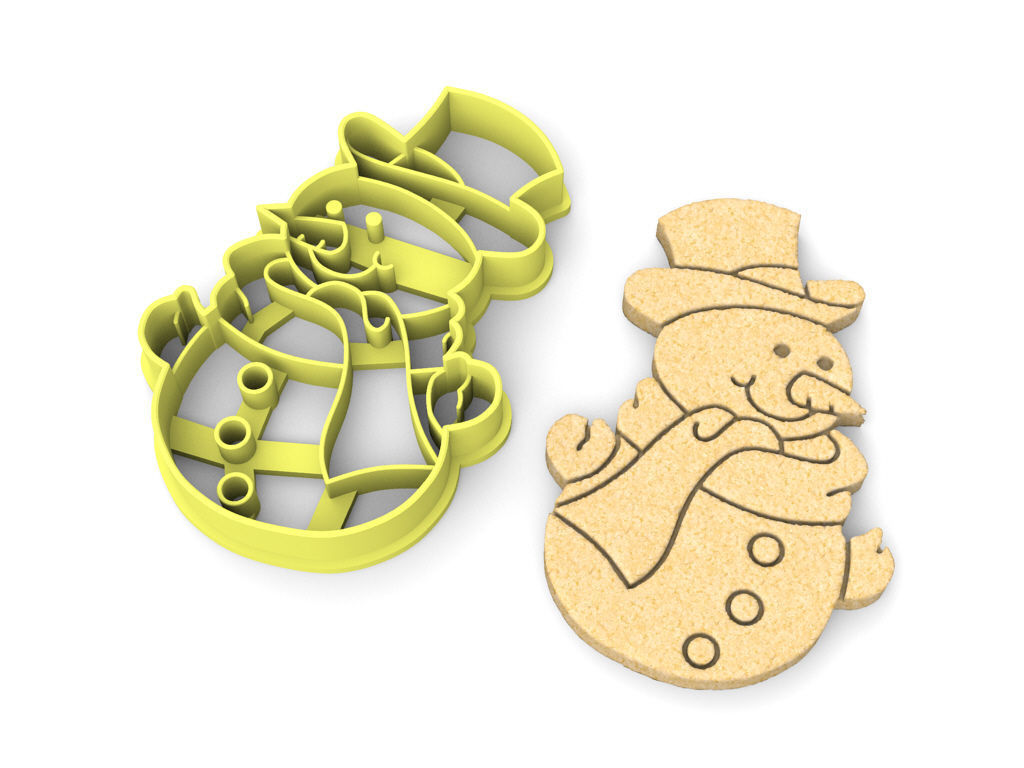 Snowman cookie cutter 3D print model_2