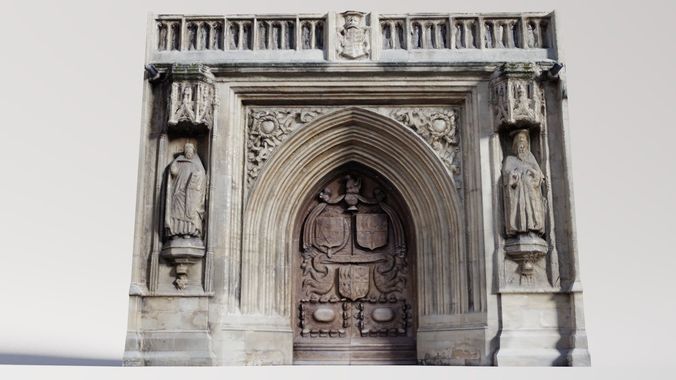 Photogrammetry Cathedral Main Door Low-poly 3D model