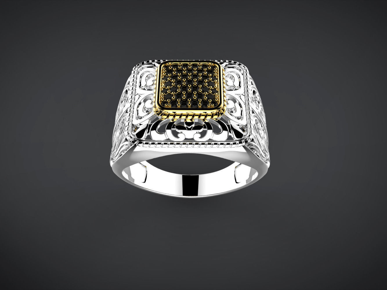 Man ring with ornament 3D print model_4