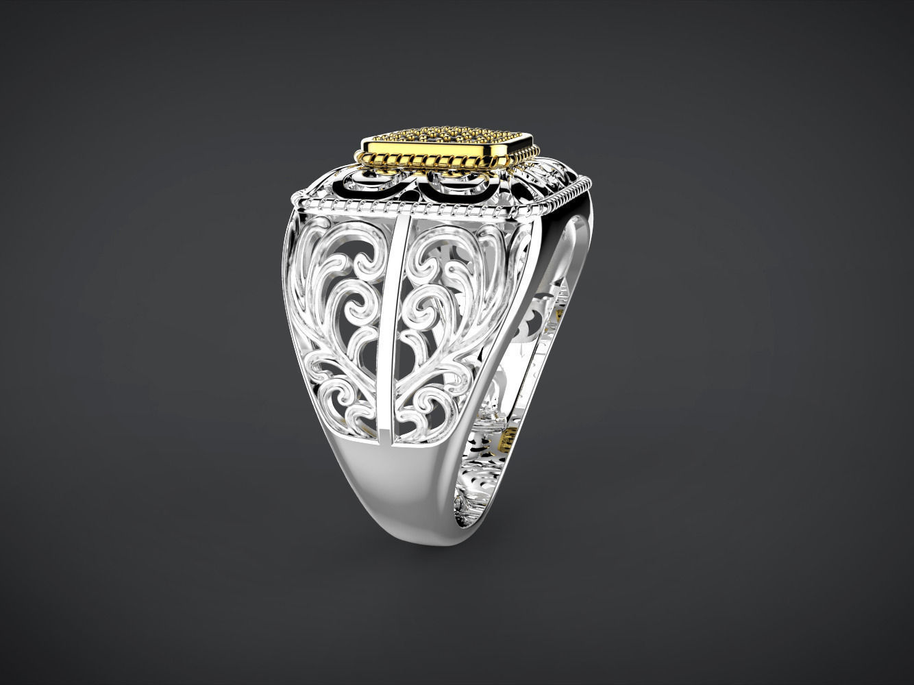 Man ring with ornament 3D print model_1