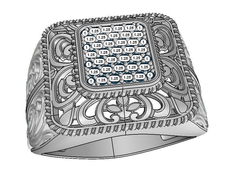 Man ring with ornament 3D print model_8