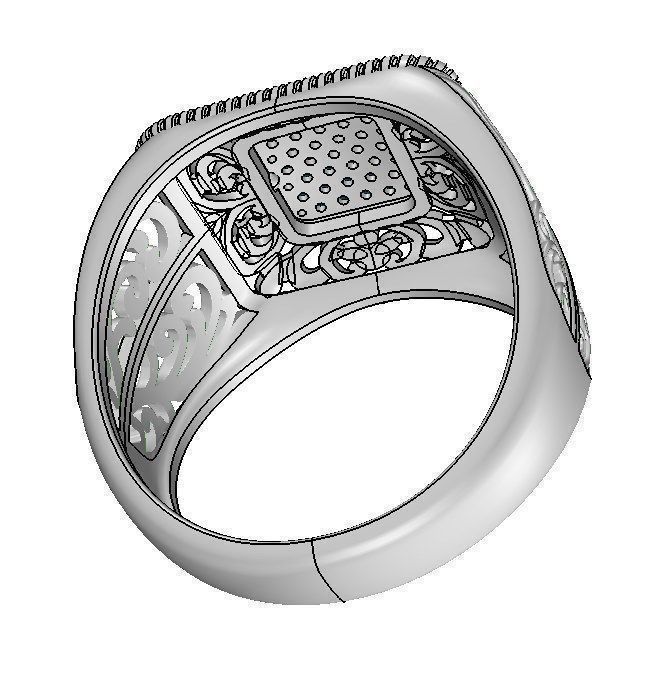 Man ring with ornament 3D print model_10