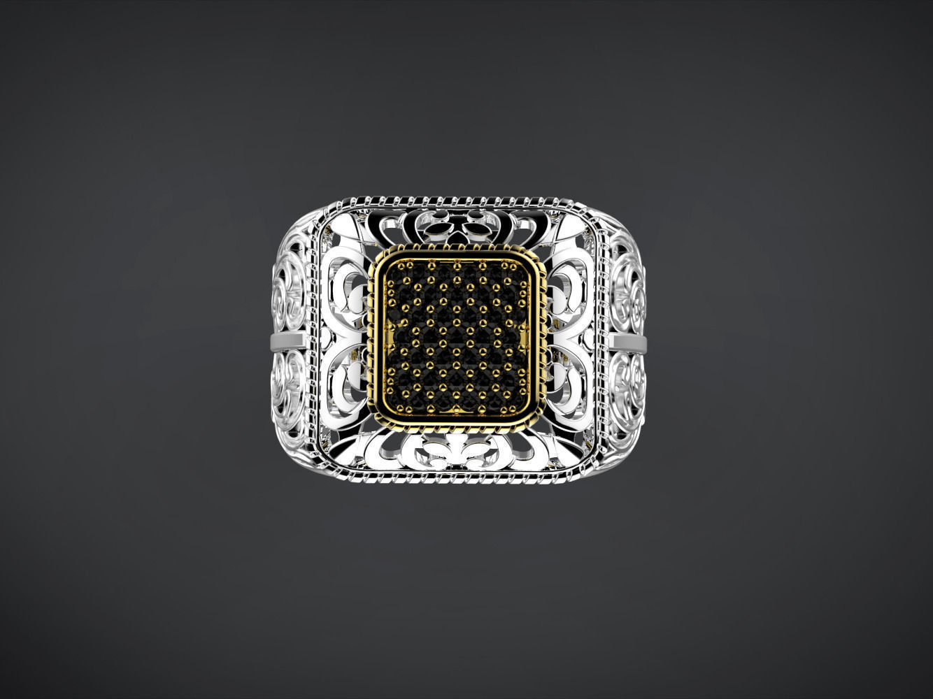 Man ring with ornament 3D print model_3