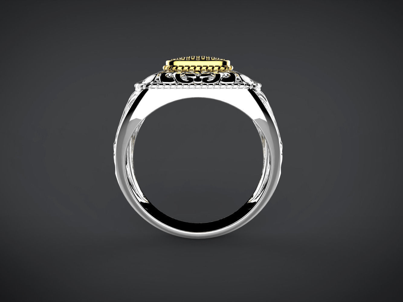 Man ring with ornament 3D print model_5