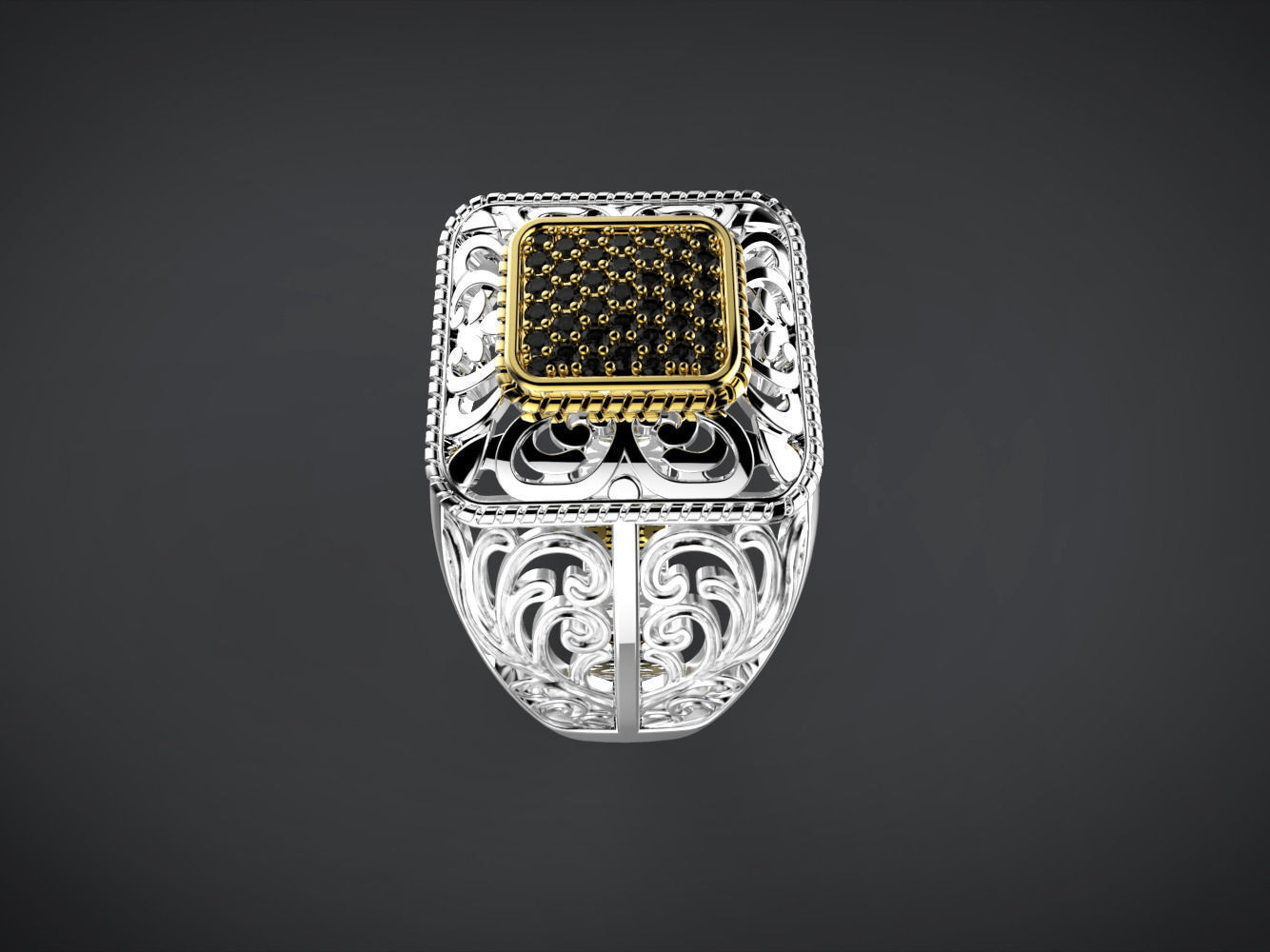 Man ring with ornament 3D print model_2