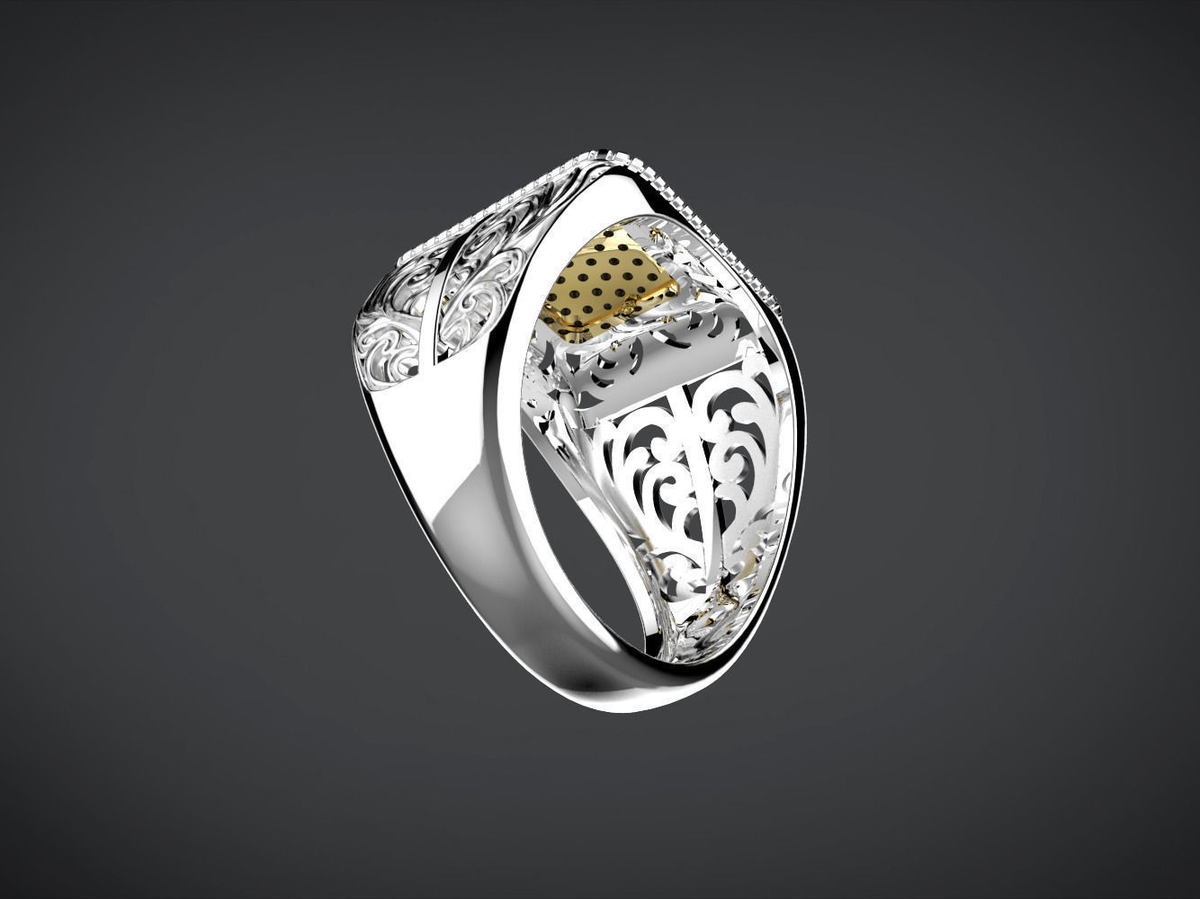 Man ring with ornament 3D print model_6