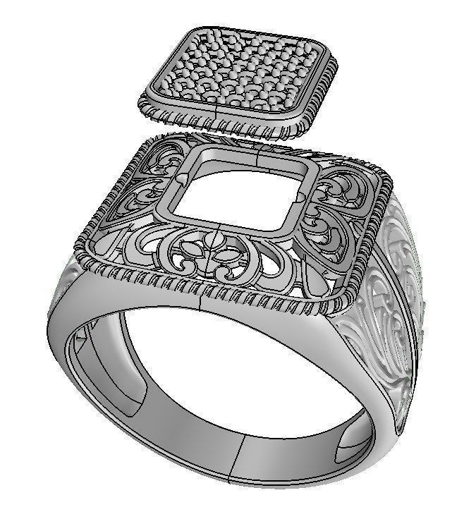 Man ring with ornament 3D print model_9