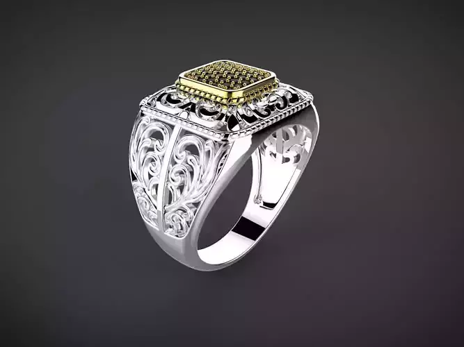 Man ring with ornament 3D print model