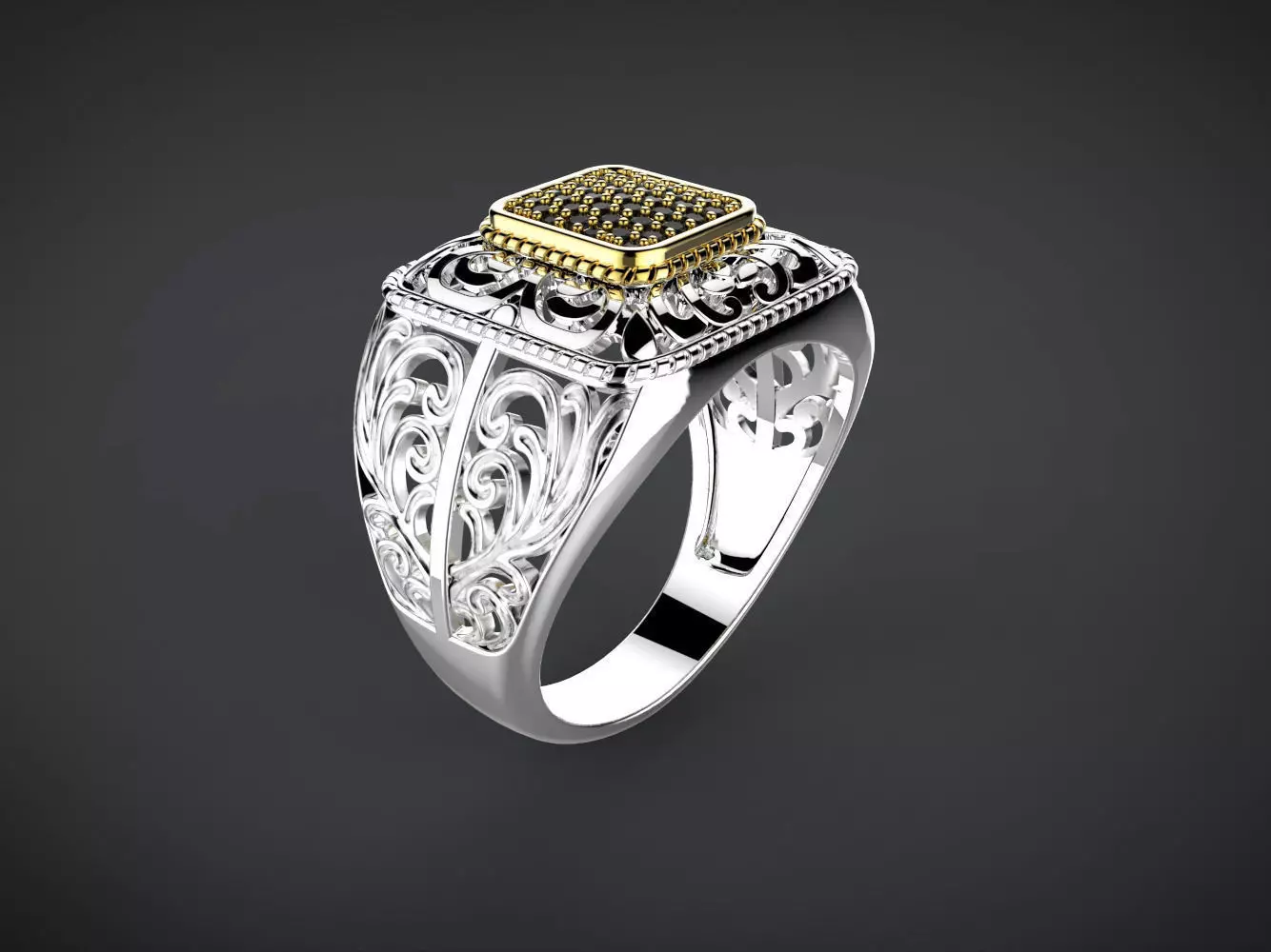 Man ring with ornament 3D print model_0