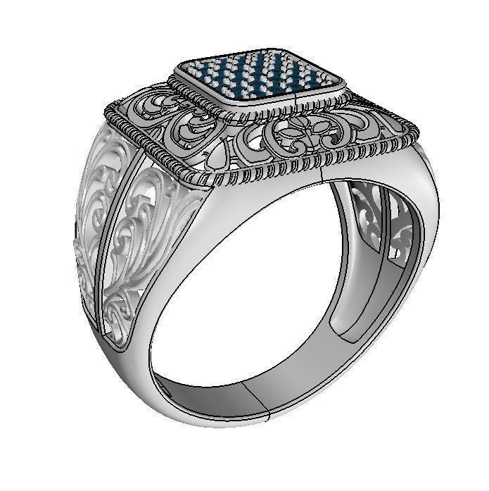 Man ring with ornament 3D print model_7