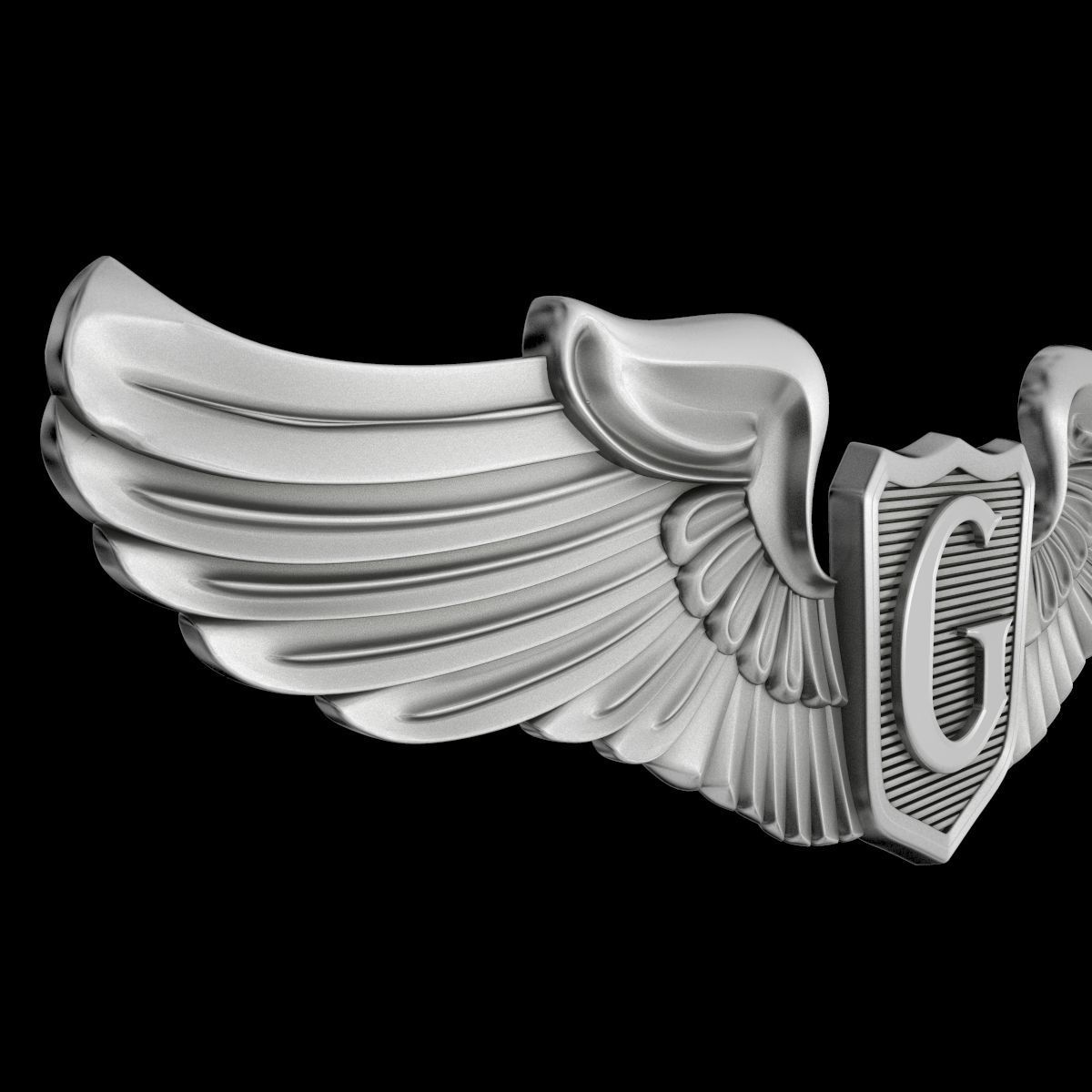 USAAF Glider Pilot Wings Badge 3D model_4