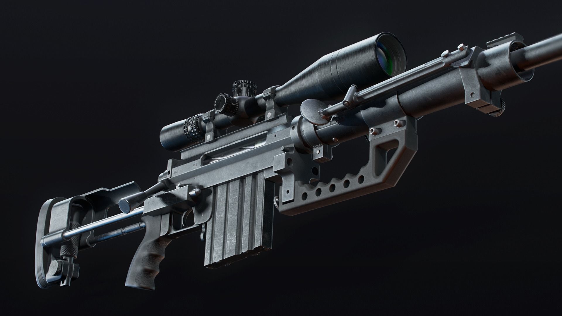 CheyTac M200 Intervention Sniper Rifle Low-poly 3D model_7