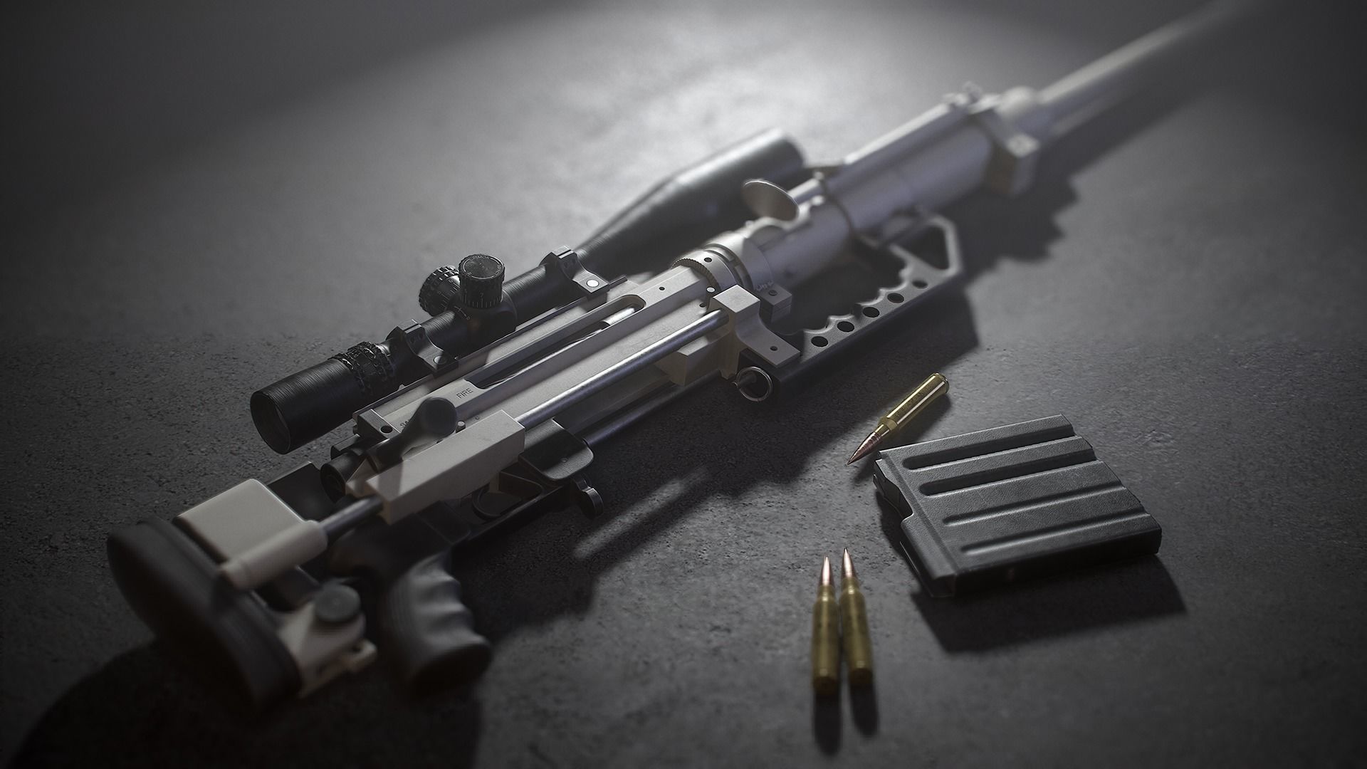 CheyTac M200 Intervention Sniper Rifle Low-poly 3D model_13